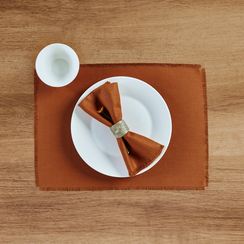 Fringe - 100% Pure Linen Dinner Napkins, Cinnamon
