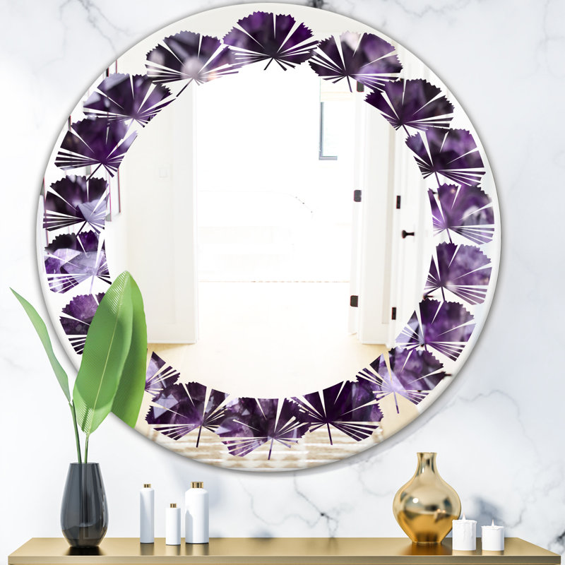 Miroir mural Leaves Amethyst Geode, H 31,5 po x l po