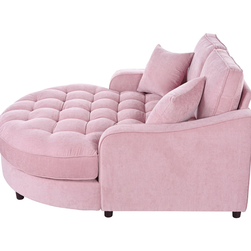Méridienne moderne rose, coussin moelleux, coussins amovibles, lit de 55 po en méridienne avec coussins amovibles et siège de soutien
