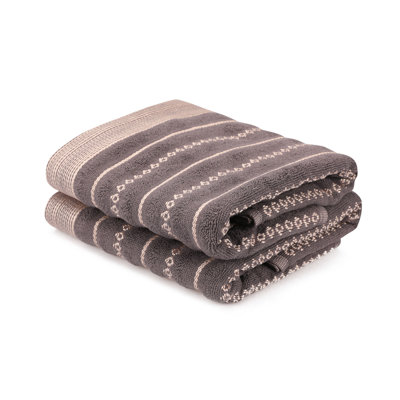Luxury Hand Towel Set, Black & Cream, 19.7 x 35.4 inches | 100% Cotton, 17.9 oz/sq yd | Ultra-Soft, Highly Absorbent, Perfect for Home & Spa Use | Gentle Wash Recommended, No Bleach