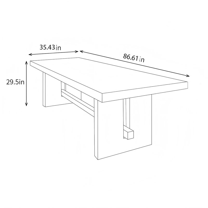 Table de salle à manger Esmerald, H 29,5 po x L 86,6 po x l 35,43 po