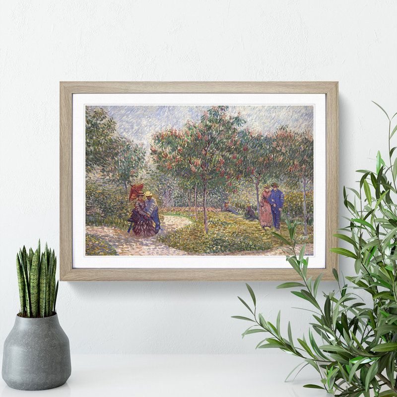 Garden with Courting Couples by Vincent Van Gogh - Framed Print, 27cm H x 36cm W x 2cm D, Oak Framed