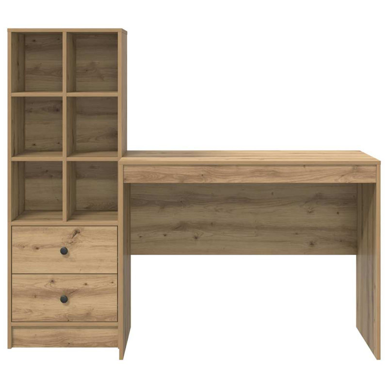 Desk With Storage With Shelf 2 Pcs 100 X 50 X 76 Cm, Artisan Oak