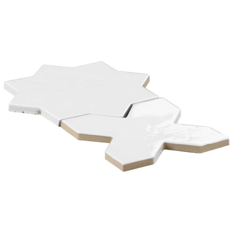 Parma Star and Cross 6" Terracotta Look Porcelain Tile, White