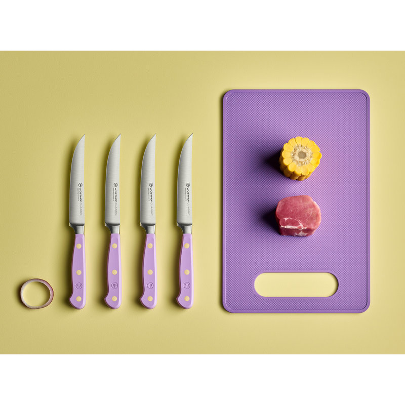 WÜSTHOF Classic Color Coral Peach 4 Piece Steak Knife Set, Purple Yam