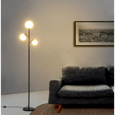 Lampe sur pied à 3 branches Mid Century Modern