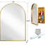 Armoire de salle de bain avec cadre en métal doré mat 24 po x 36 po, avec miroir, tablettes réglables et tablettes encastrées avec rangement pour pharmacie, cadre-1027556446