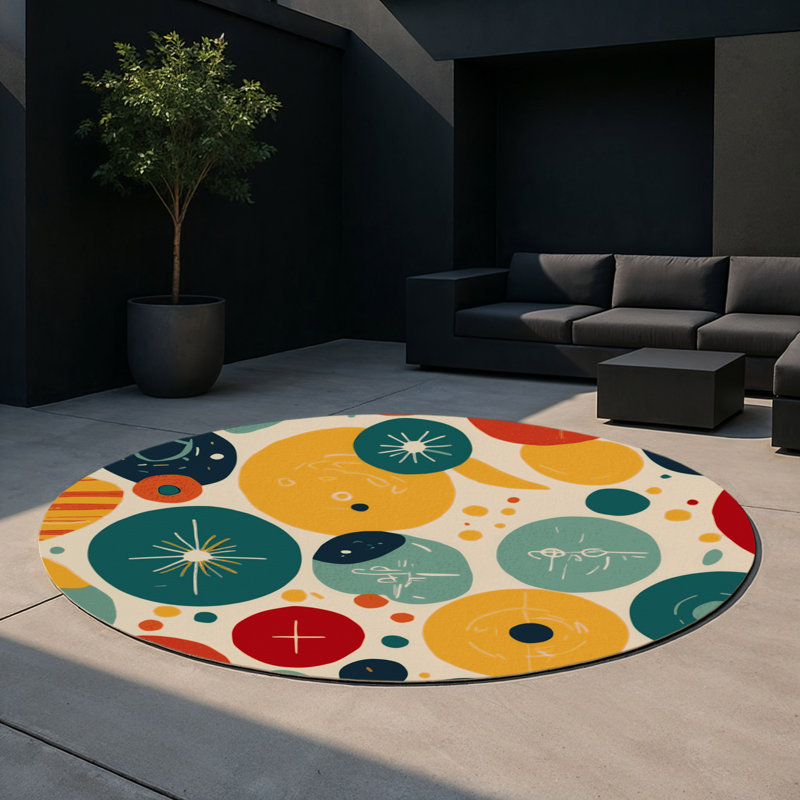 Tapis intérieur et extérieur Groovy Sway, Rond 5 pi