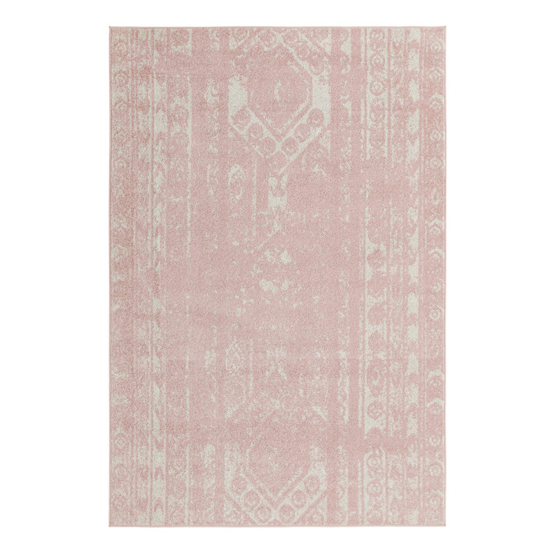 Tapis rose / blanc Gustafson, Rectangle 6 pi x 9 pi