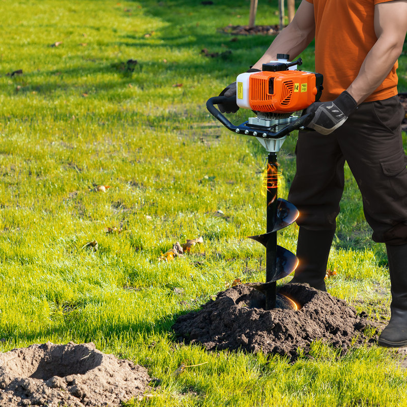 Gas Post Hole Digger 63CC 2400W with 20.3 cm Drill Bits & 1 Extension Rod