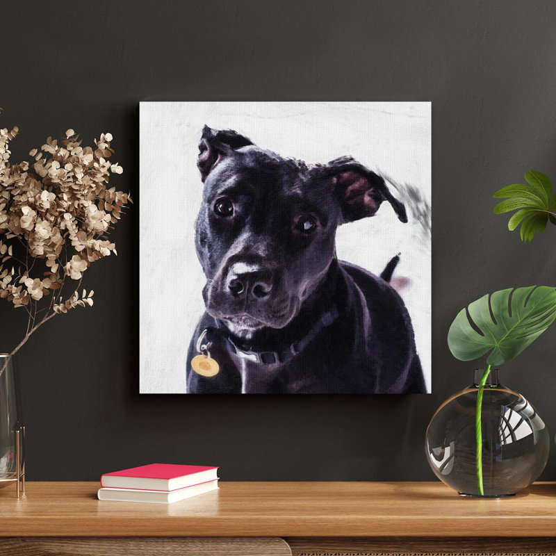 «Black Short-Coated Dog», reproduction d'art rectangulaire sur toile tendue 1 pièce, H 32 po x l 32 po