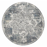 7' Round Polyester Ivory Area Rug