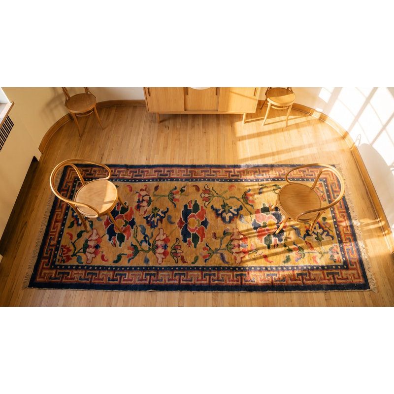 Antique Tibetan Chinese Geometric Knotted Rug