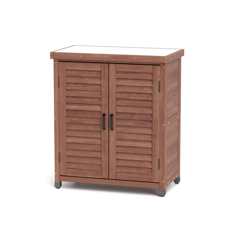 Armoire de rangement avec plateau en métal, poste de travail de jardin, Argent argent