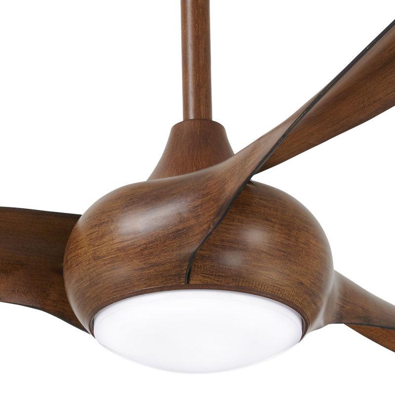 65" 3 - Blade LED Propeller Ceiling Fan with Remote Control and Light Kit Included, Distressed Koa