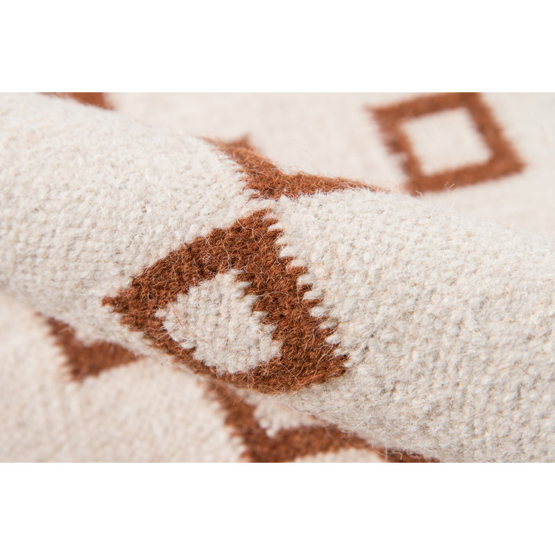 Thompson Wool Geometric Area Rug in Brown, Rectangle 7'6" x 9'6"