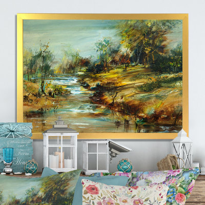 Paysage de rivière d'été - reproduction d'art sur toile