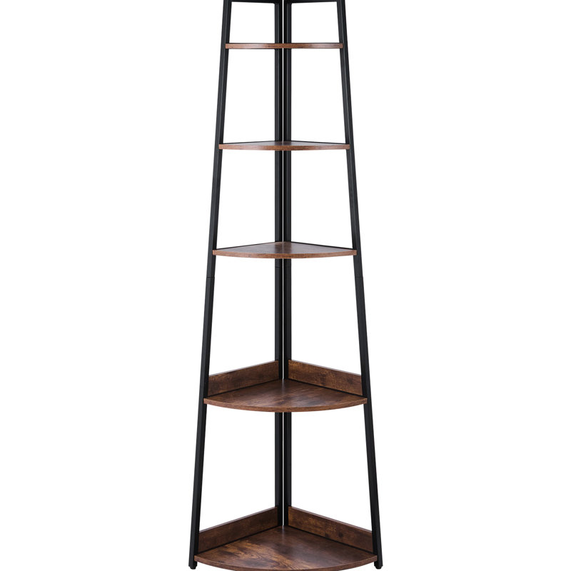 Étagère murale à 5 niveaux pour le rangement en coin, idéal pour exposer des livres, des plantes et des décorations