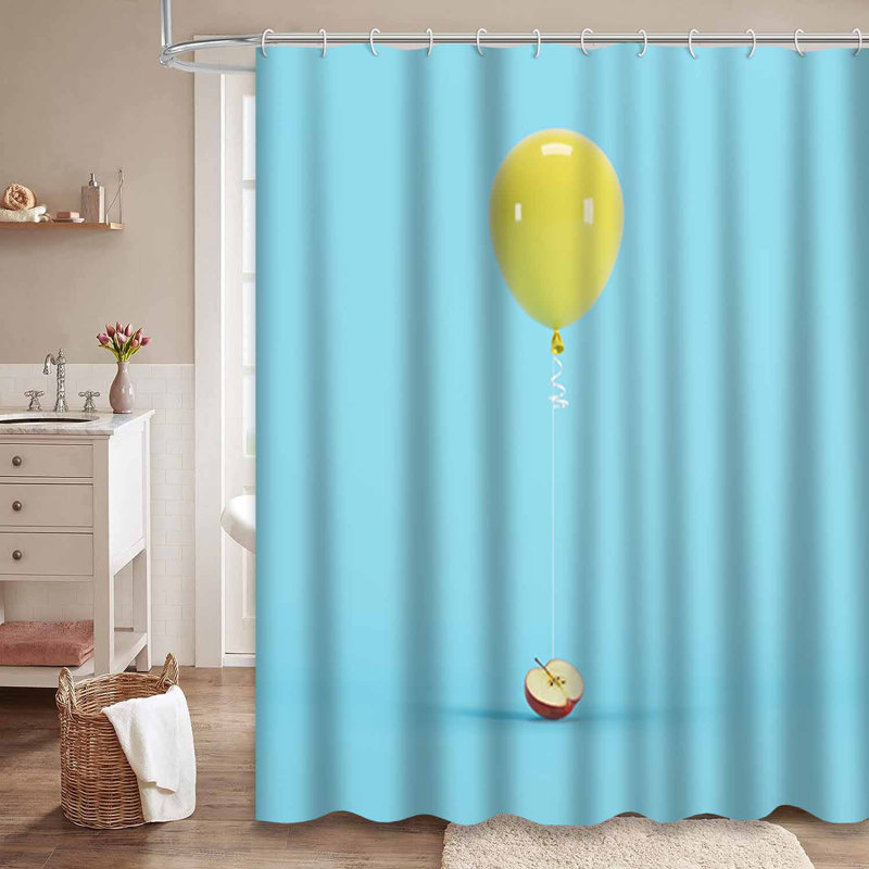 Rideau de douche jaune avec 12 crochets, L 72 po x l 72 po