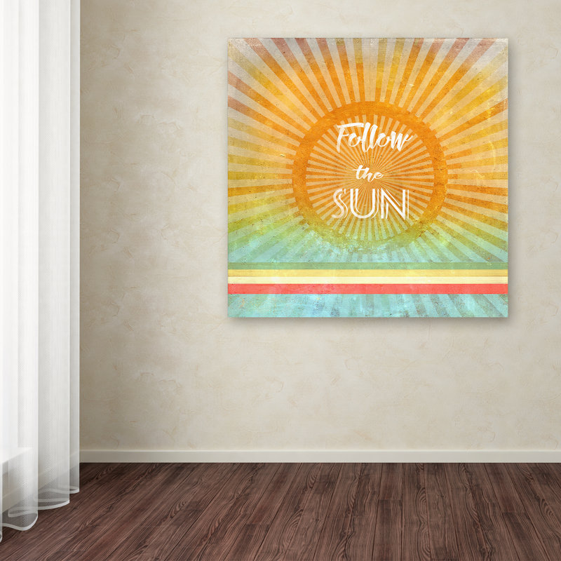«Follow the sun» par Tammy Kushnir, reproduction d'art textuel sur toile, H 18 po x l 18 po