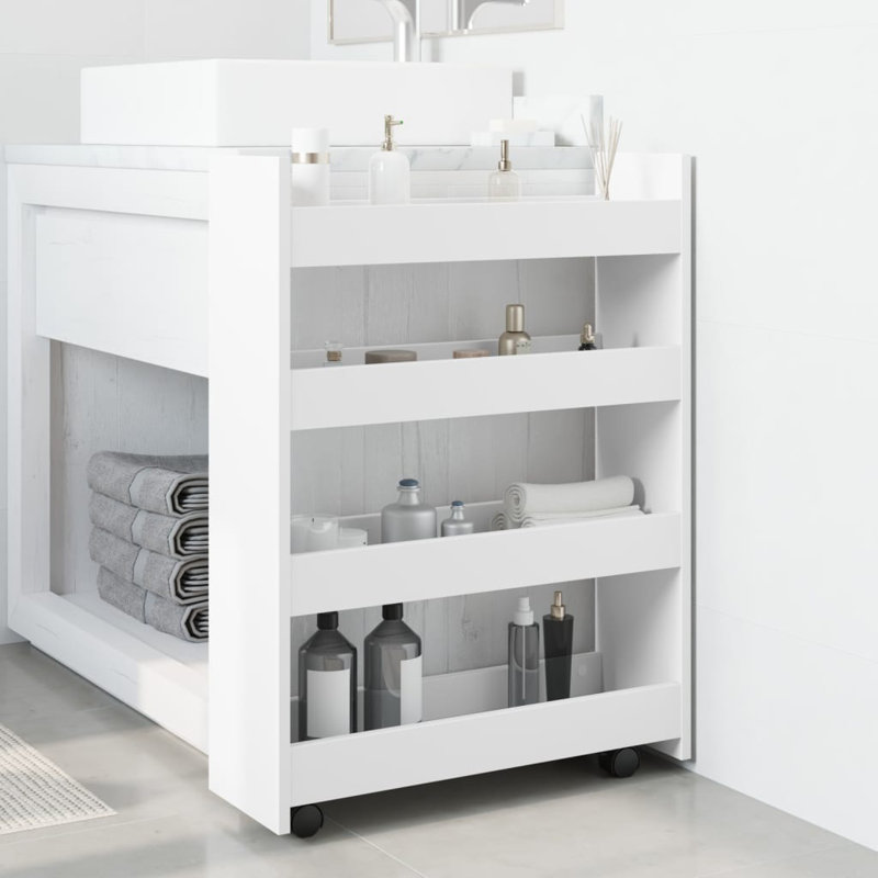 Wood Bar Cart, White