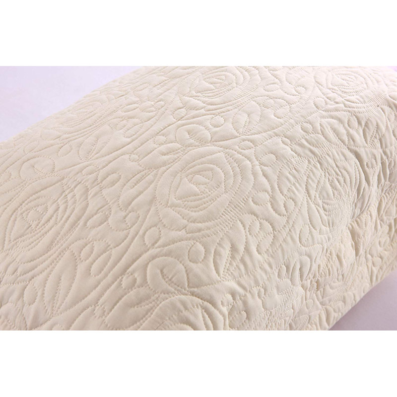 Beige Embroidered Cotton Polyester King Pillow Shams Set