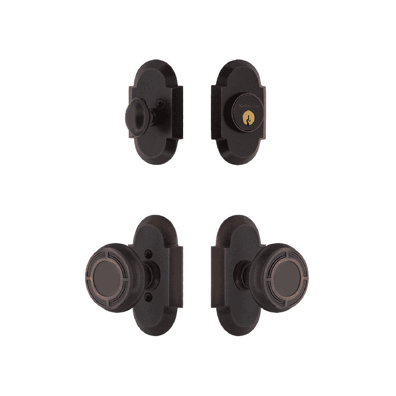Nostalgic Warehouse Cottage Entry Set with Mission Knob, Oil-Rubbed Bronze, 2.75
