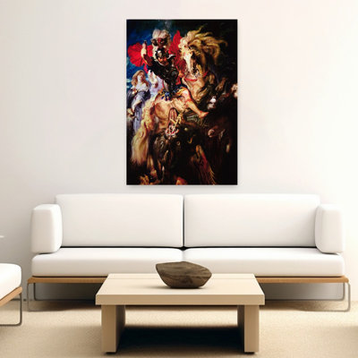 St. George And The Dragon Classic Contemporary Horse Wildlife Wall Art Print by Peter Paul Rubens - Wrapped Canvas Print