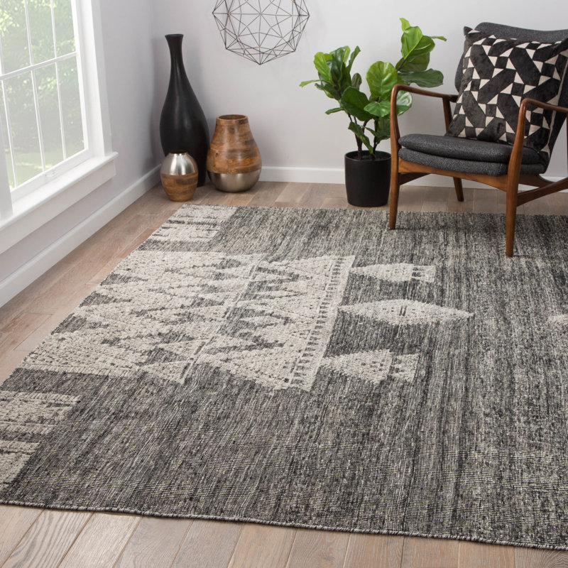 Wool Geometric Area Rug, Rectangle 5' x 8'