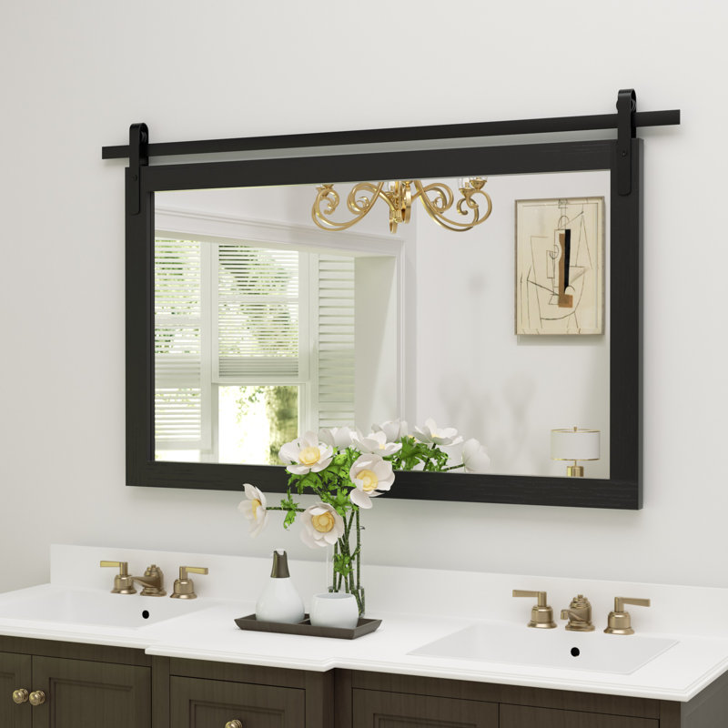 Miroir d'appoint mural rectangulaire, Noir, 26 po x 40 po