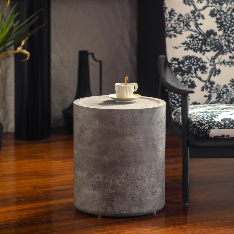 Table d'appoint d'angle moderne en faux béton moderne, aucun assemblage requis pour le salon et la chambre à coucher