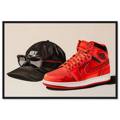 Red Sneaker and Cap Sneaker Art Canvas Print by Notoriart