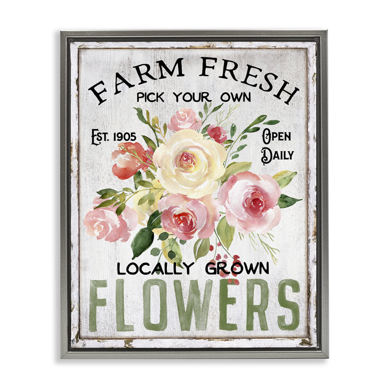 «Pick Your Own Flowers», art mural encadré sur toile flottante par Creatif Belle, Cadre flottant gris lustré