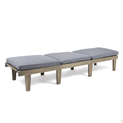 Kd Wood Chaise Lounge W/ Cushion