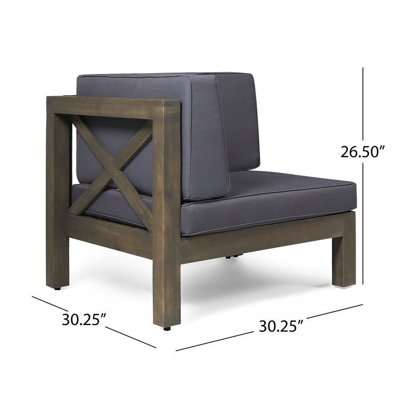 Causeuse d'extérieur Brava à dossier en X gris foncé avec structure en bois d'acacia