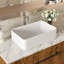 Lavabo vasque de salle de bain en céramique blanche 21 po x 14 po - Moderne et élégant avec résistance aux acides, design classique contemporain, teinture, entretien facile, finition lisse, faible absorption d'eau