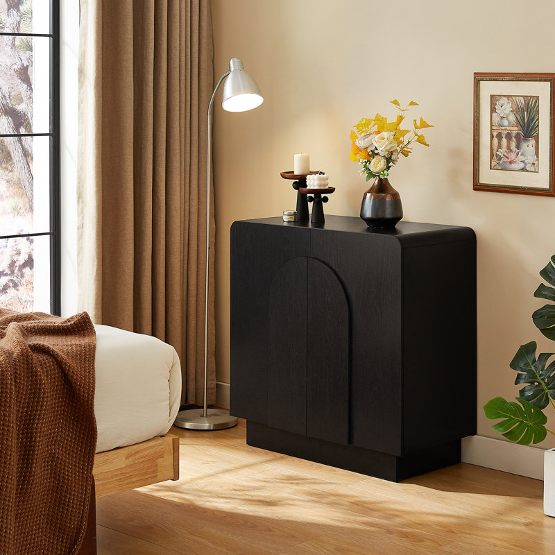 Buffet 31,5 "incurvé avec tablette réglable et 2 armoires de buffet à poignée de porte incurvée avec tablettes réglables pour la salle à manger, la cuisine, le salon