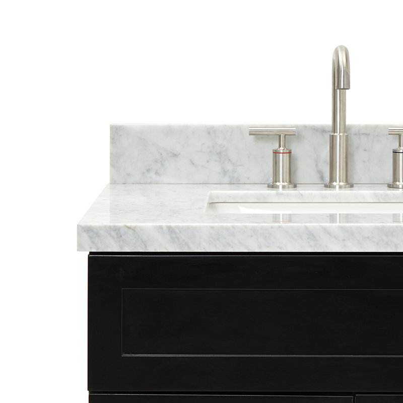 Hamlet 31'' Single Bathroom Vanity with Carrara Marble Top, Black