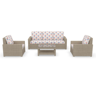 Outdoor Patio Sofa Conversation Set With Sunbrella Cushions by Birch Lane
