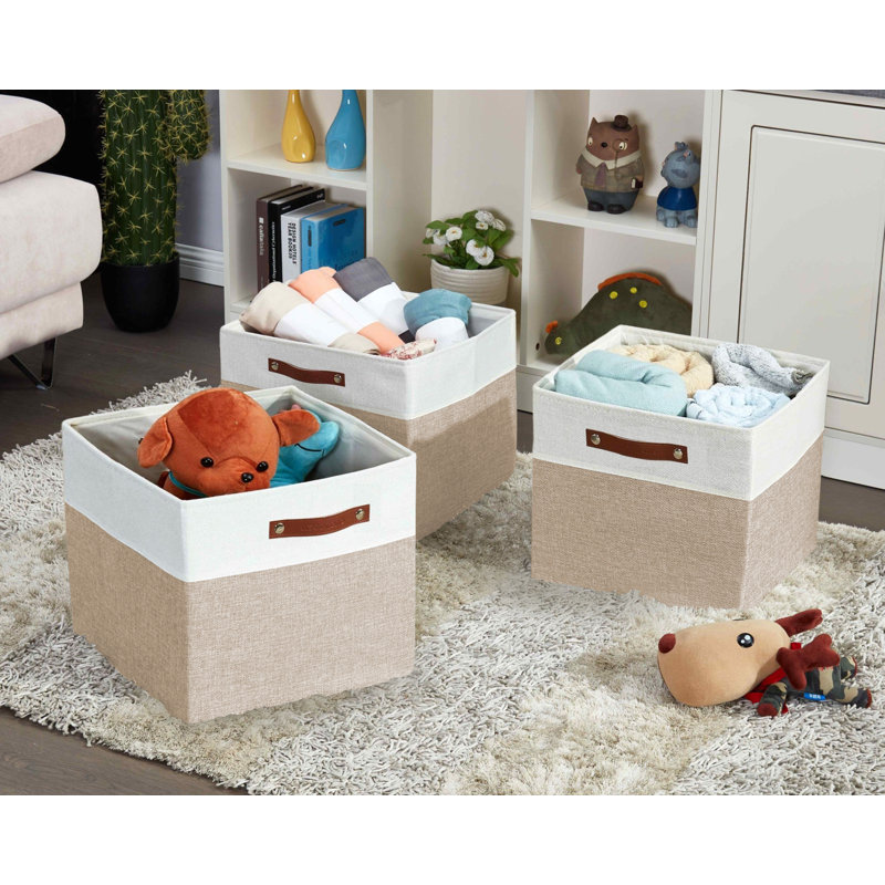 Ensemble de cubes en tissu, Beige / Blanc