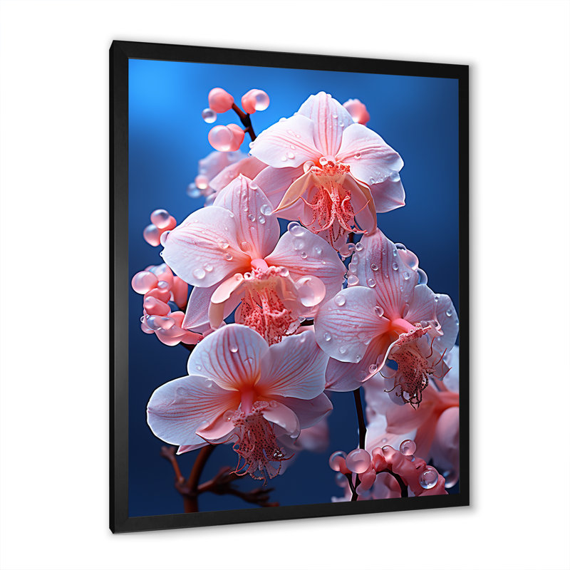Magnifiques orchidées harmonieuses, H 32 po x l 16 po x P 1 po, Cadre simple noir