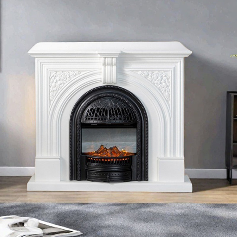 Modern retro fireplace, unique shape, White/Black