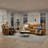 Leather Recliner Sofa Set，Leather Reclining Couch For Living Room Furniture Sets，Ginger Recliner Couch With 5 Recliners For Living Room/Office/Theater Seating(Sofa Set 3 Pieces)