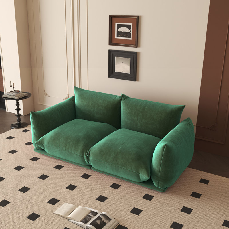 Causeuse modulaire en tissu 2 places Minarik, Chenille verte