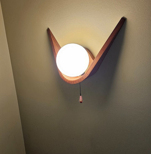 Slung Bent Wood Wall Sconce Light