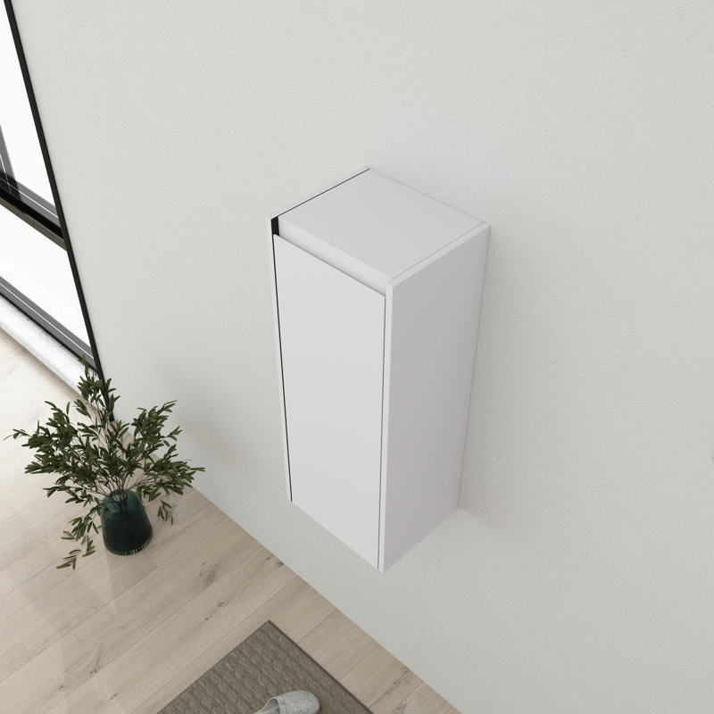 12'' Single Bathroom Storage With Soft Close Door, White