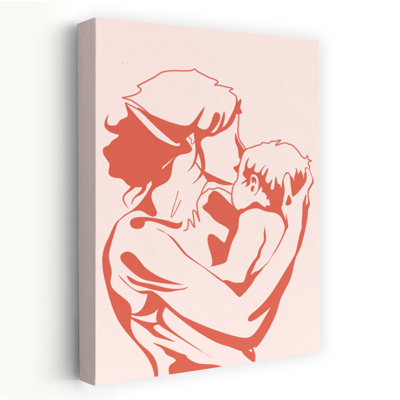 Mother And Child Embrace Romantic Traditional Wall Art Print 1 Piece Wrapped Canvas Wall Art