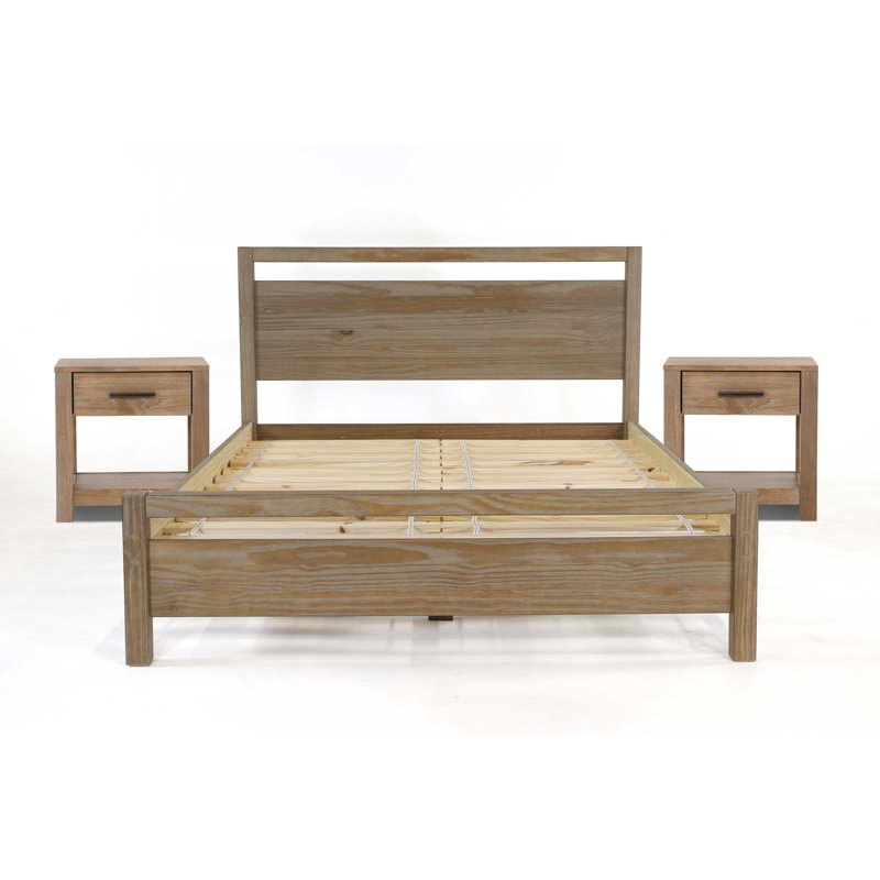 Loft Solid Wood Piece Bedroom Set, Weathered Pine
