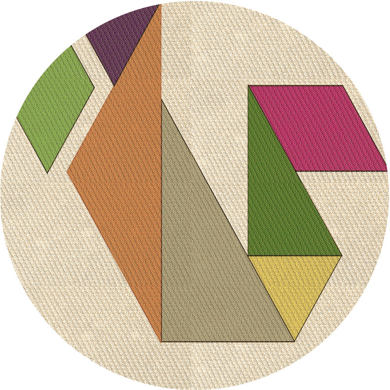 Tapis beige / vert / orange Tonnele, Rond 8 pi