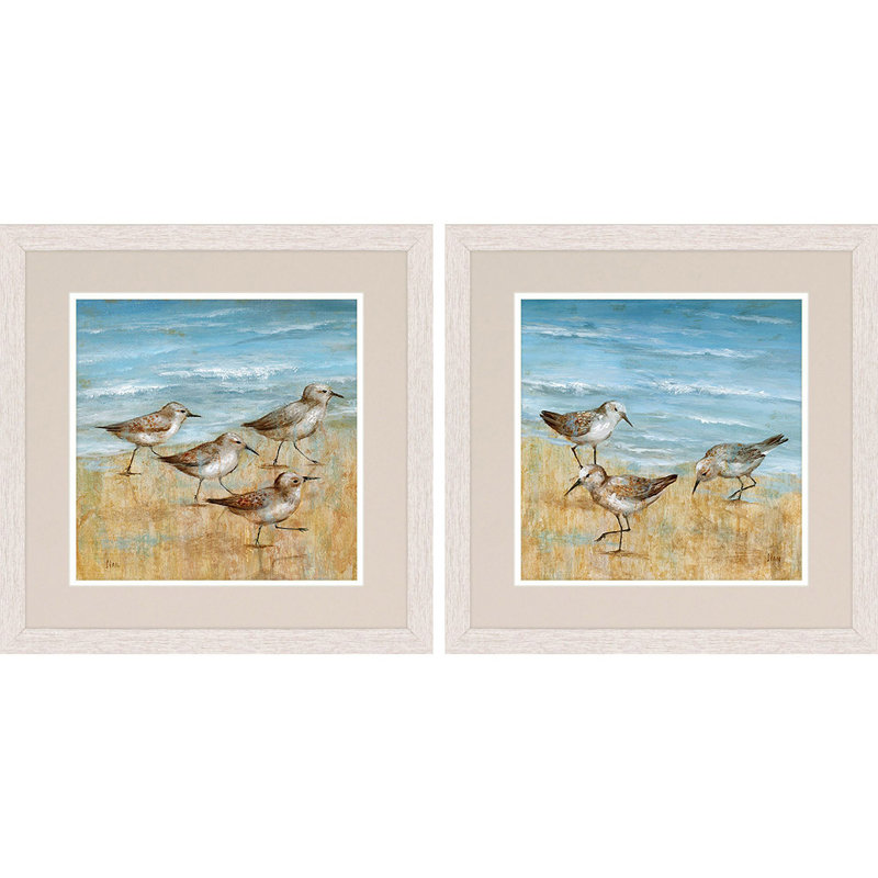 Sandpipers 2 pièces, ensemble de 2 reproductions d’art encadrées